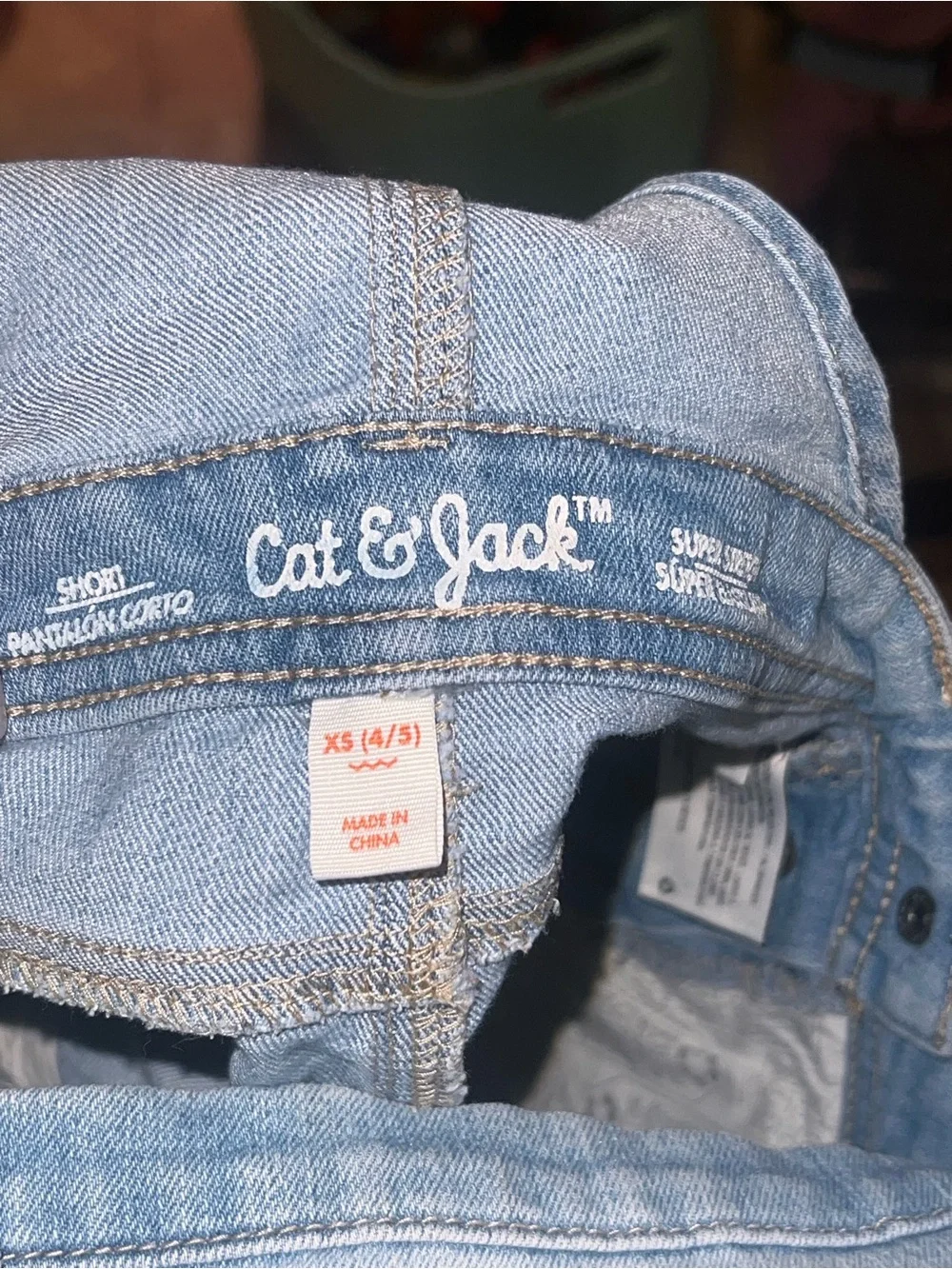 Cat & Jack lil girls Denim Shortalls with Lace Trim size 4-5 XS